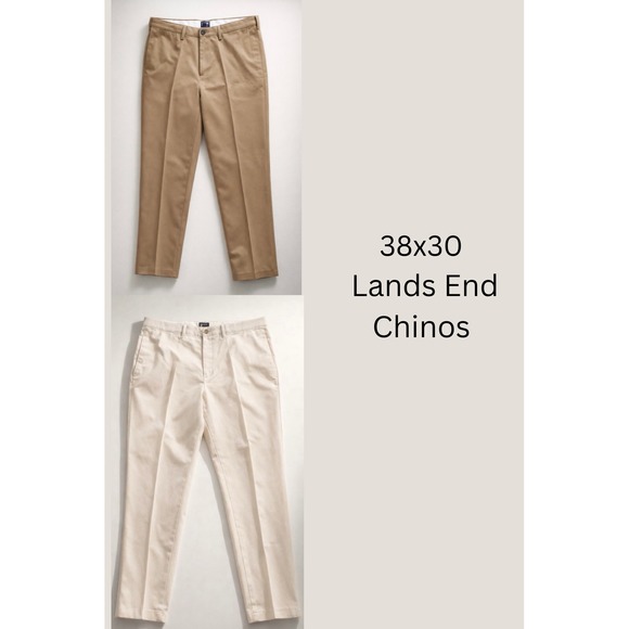 Lands' End Other - 2 Pair-Lands End Traditional Fit Chino Straight Leg Flat Front Preppy Classic-38